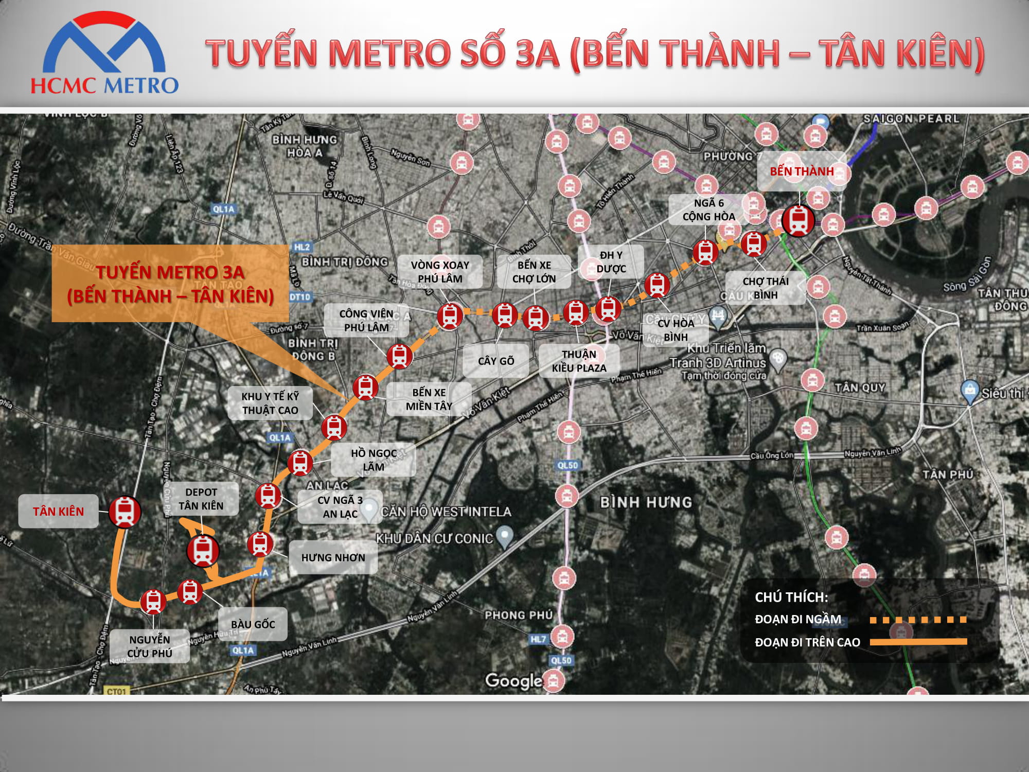 Các khu vực đáng chú ý trên hành lang tuyến