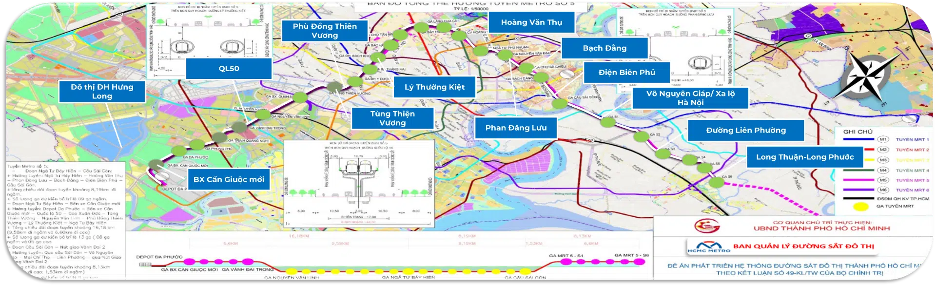 Metro số 5 nối những khu vực nào?